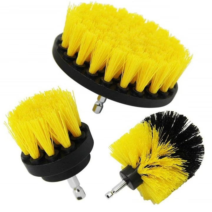 Set 3 Perii Rotative din Plastic Echo AT PERFORMANCE®, de Curatat Suprafete, Covoare, cu Adaptor, Diferite Marimi, Pentru Bormasina, Autofiletanta sau Masina de Gaurit