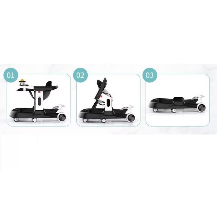 Premergator ,si Antemergator, 3 in 1,AT PERFORMANCE®,functie si de scaun de masa, reglabil pe inaltime, cu roti de silicon,muzical,Negru/Gri.