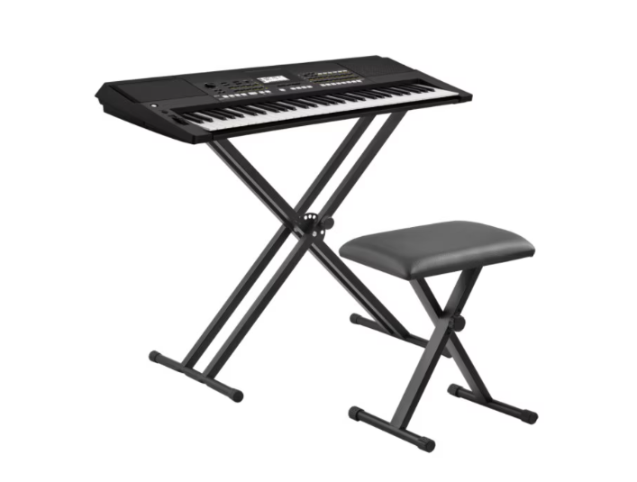 Scaun pentru Orga cu Inaltime Reglabila, Confort Sporit, Design Stabil, 52 / 55 / 57 cm, Pliabil, Usor de Depozitat, Protectie Podea, Negru