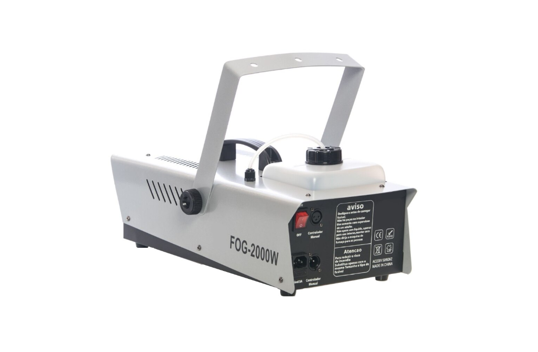 Aparat Profesional de dispersie fum, Putere de 2000 W, AT PERFORMANCE, Atasat buton de declansare a jetului de fum, Prevazut cu Radiocomanda, Culoare gri/negru