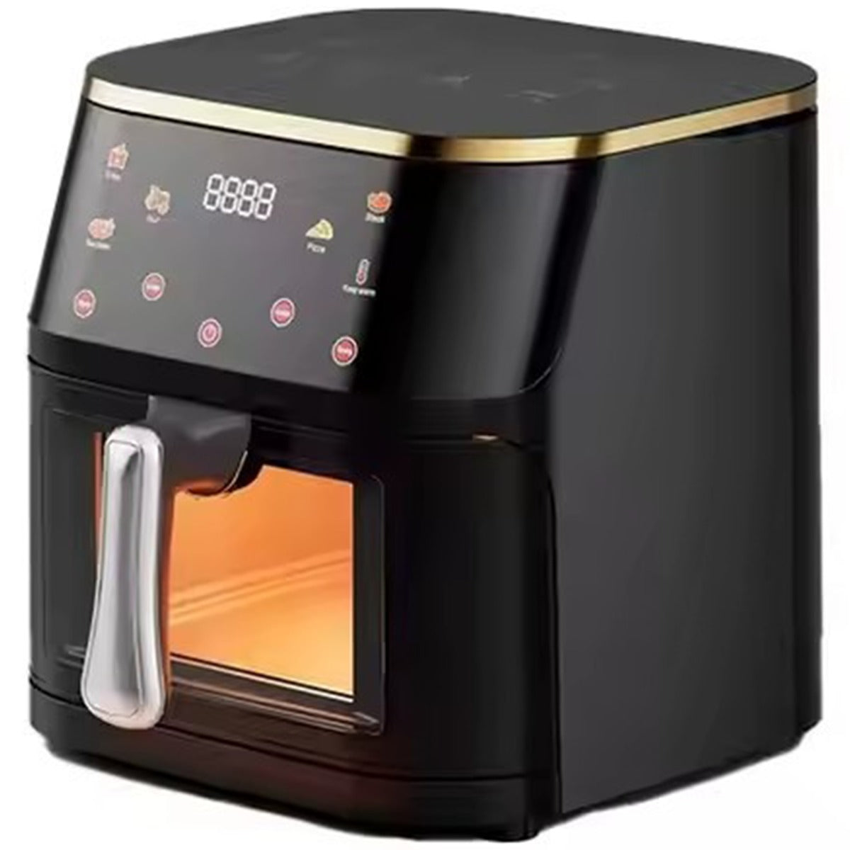 Friteuză cu Aer Cald 10L AT PERFORMANCE® – 2400W, Display Digital Touch, 8 Programe, cu Geam, Neagră + CADOU 50 Hârtii de Copt