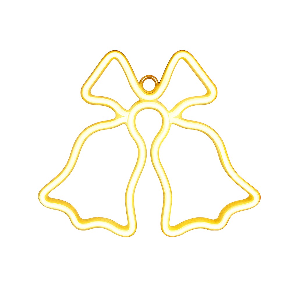 Clopotei decorativi luminosi, pentru Craciun, AT PERFORMANCE®, rezistenti la apa, suspendabili usa si geam, IP65, 50 x 60 cm, alb cald