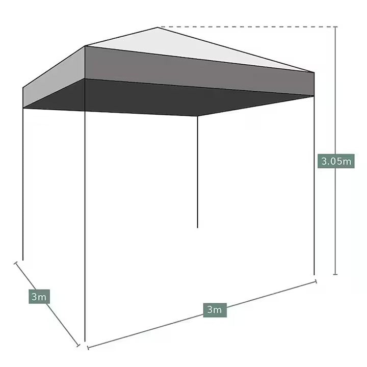 Cort tip Pavilion AT PERFORMANCE 3x3m , Prelata Impermeabila, Pliabil, Structura Metalica Solida, Pentru Curte, Gradina, Evenimente.