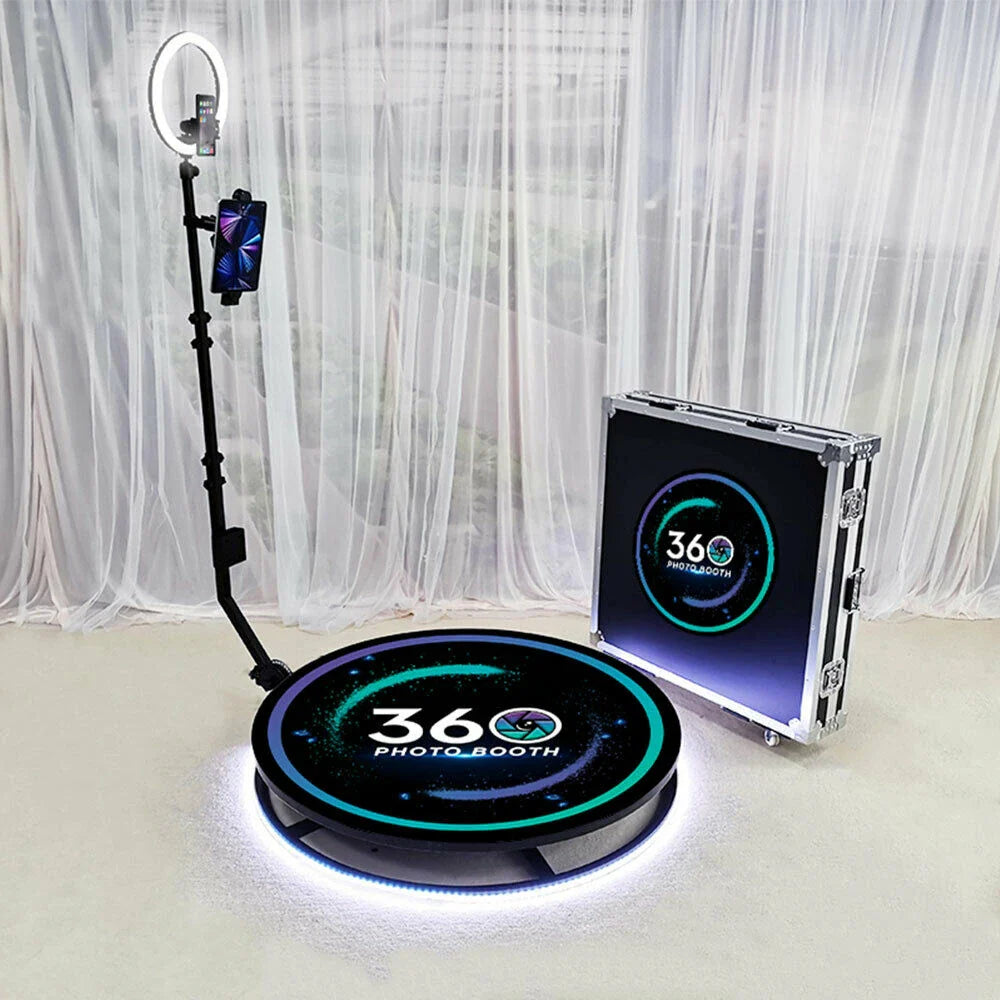 Platforma Foto-Video rotunda AT PERFORMANCE®, Selfie 360, brat rotativ, Led RGB, pentru Evenimente, diametru 100cm