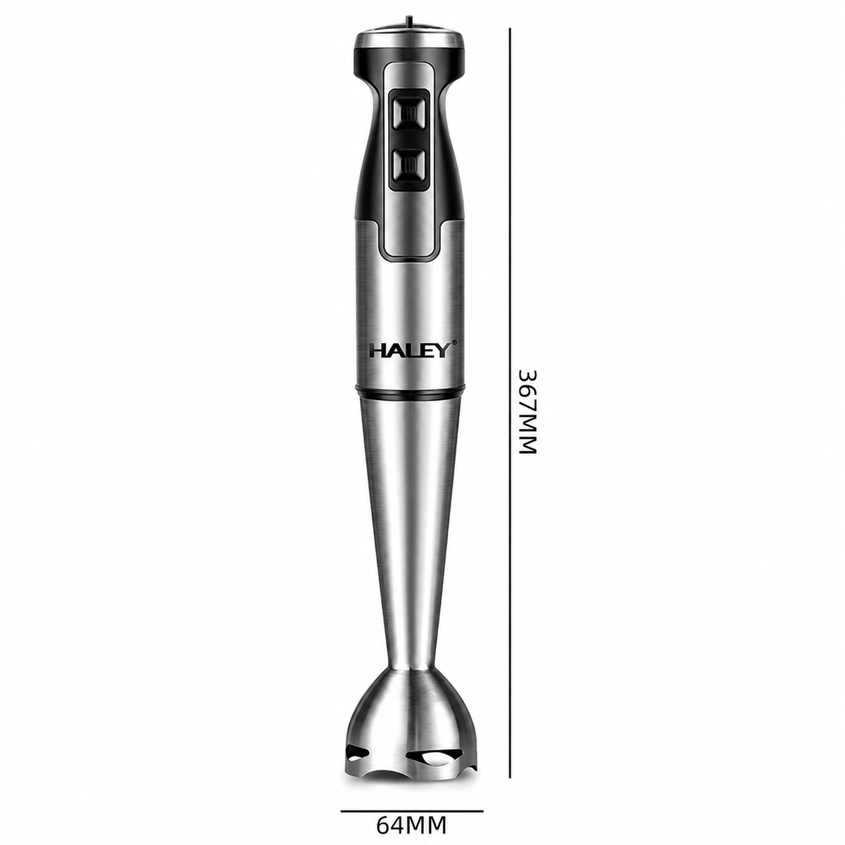 Blender Vertical De Mână Haley HY-1103, 1600W, 2 Viteze, Lame Din Oțel Inoxidabil, Picior Detașabil, Funcție Anti-Stropire, Roșu/Inox