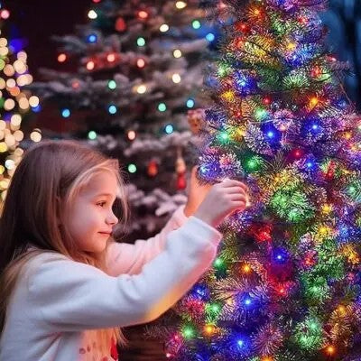 Pachet 2 x rola Instalatie de Craciun Liniara, AT PERFORMANCE®, 8 Jocuri de Lumini Interschimbabile, Alimentare La Priza Pentru Interior/Exterior, Rola 2x 100m, Fir Negru, Multicolor