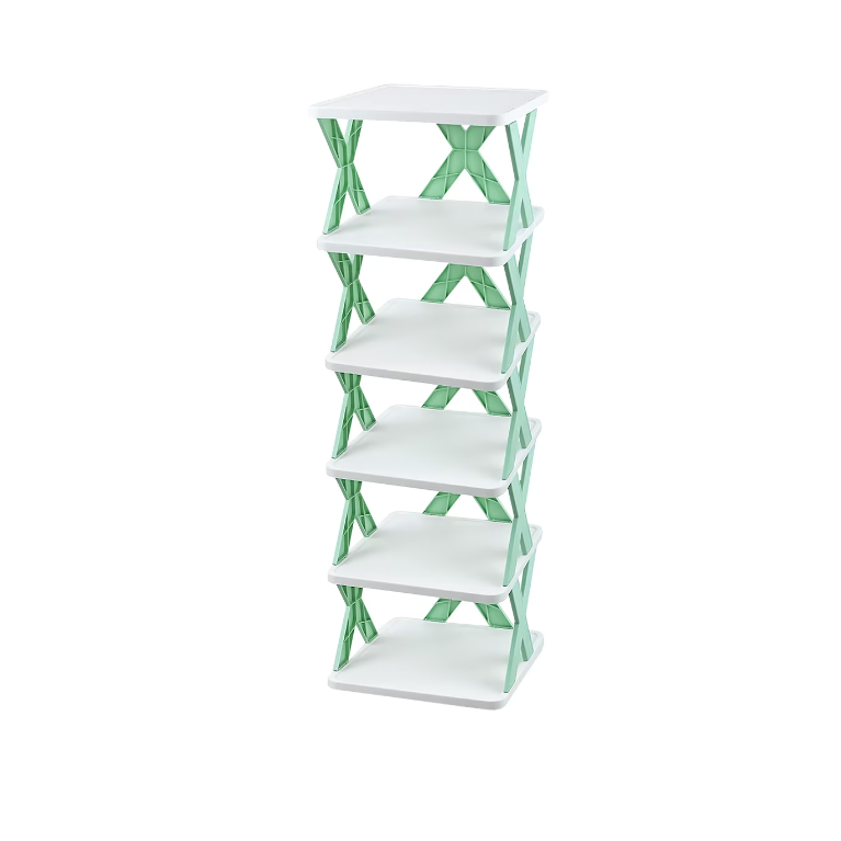 Pantofar, AT PERFORMANCE®, cu 6 rafturi, modular, alb / VERDE