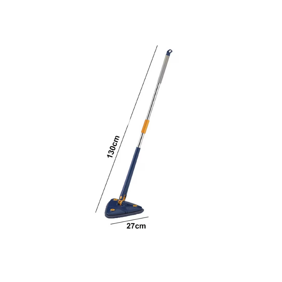 Mop triunghi extensibi At Performance, curata suprafete multiple gresie, podea, pereti, 360° de rotatie, Maner Telescopic, Albastru