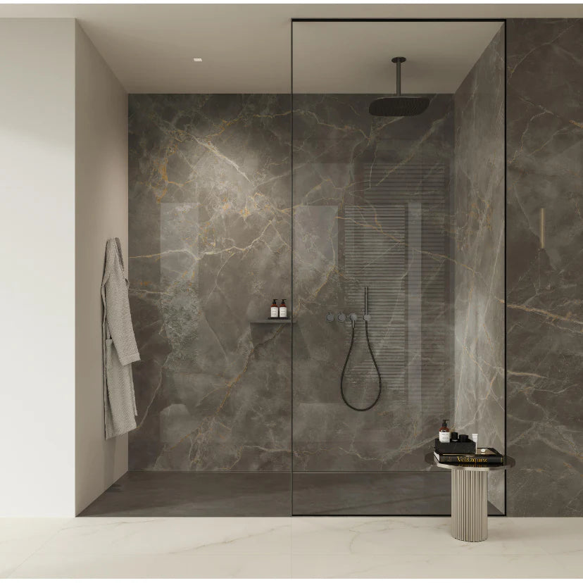 Set 10x Tapet Marmura, AT PERFORMANCE®, suprafata acoperire 1.8 mp, autoadeziv, waterproof, usor de montat, design modern, 30x60 cm, maro