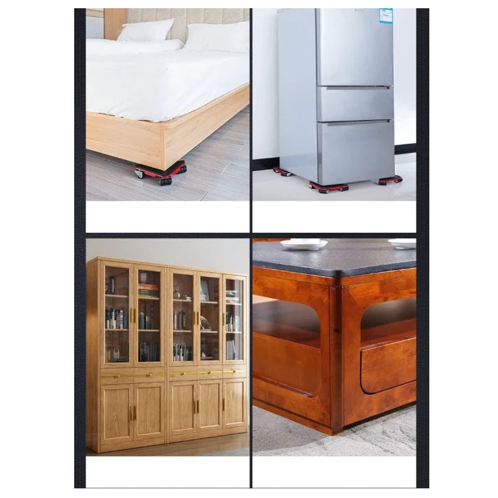 Kit complet pentru mutat si carat mobila, At Performance, reglare 360 grade, greutate maxima 200 kg, otel, Rosu