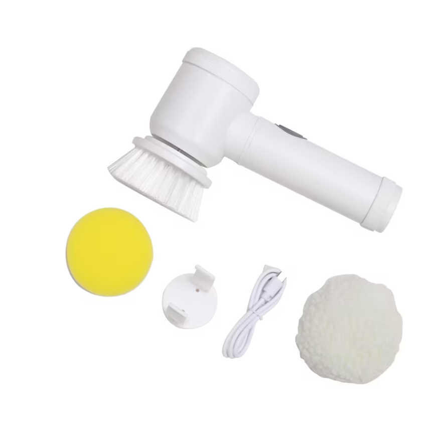 Perie de curatat electrica, rotire 360°, AT PERFORMANCE®, 3 capete incluse, alb, 17.5x7.4x26cm