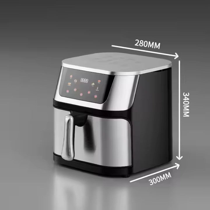 Friteuză cu Aer Cald 10L AT PERFORMANCE® – 2400W, Display Digital Touch, 8 Programe, cu Geam, Neagră + CADOU 50 Hârtii de Copt